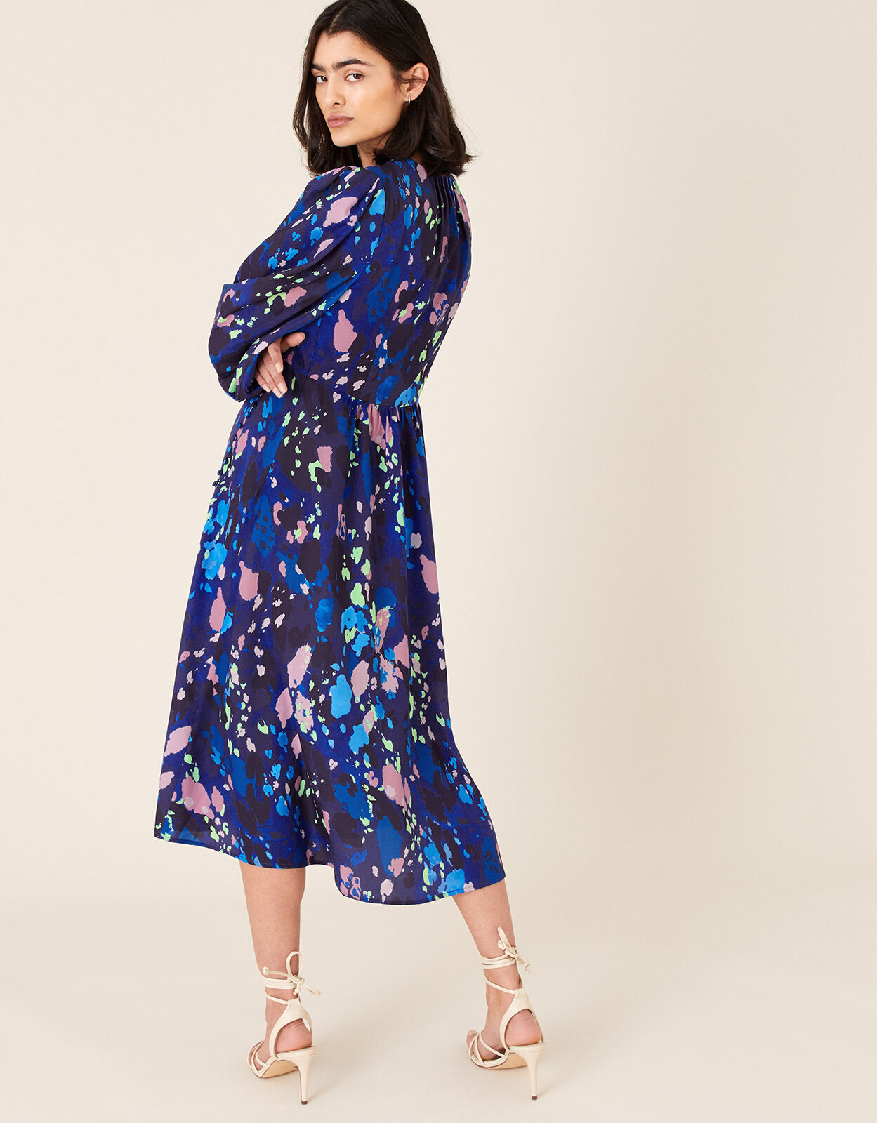 Anita Animal Print Wrap Dress Blue | Evening Dresses | Monsoon Global.